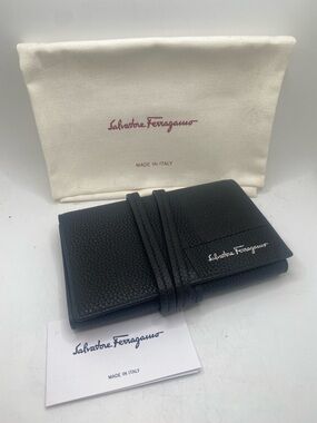 NWT Salvatore Ferragamo Black Pebbled Leather Notebook Cover #66A599